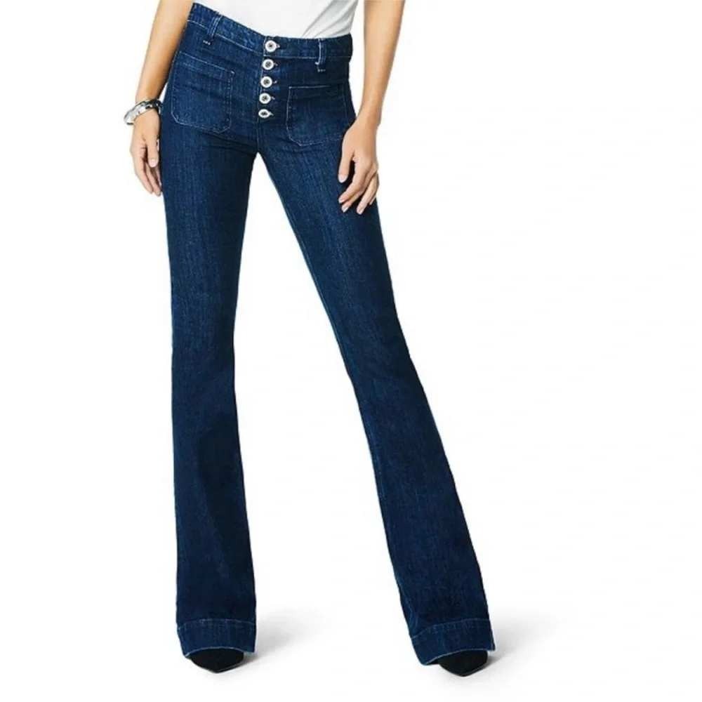 Ramy Brook Cindy High Rise Flare Jeans Women 28 Dark Wash Button Fly Stretch